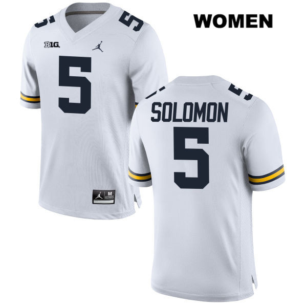 Women's NCAA Michigan Wolverines Aubrey Solomon #5 White Jordan Brand Authentic Stitched Football College Jersey IX25Y61KQ